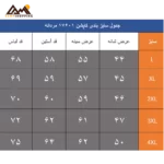جدول سایز بندی کاپشن مردانه 17601