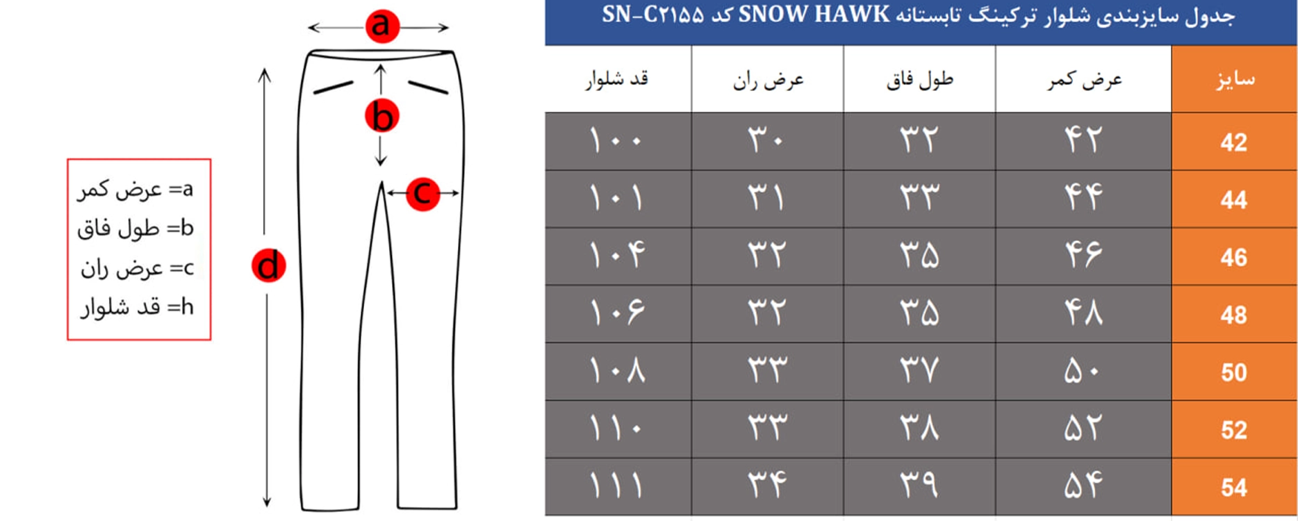 شلوار ترکینگ مردانه اسنوهاک کد SN-C2155