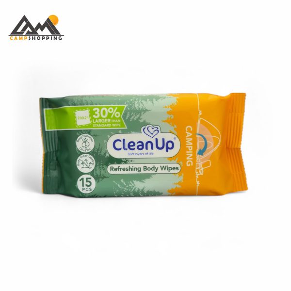 دستمال مرطوب بدن کلین آپ مدل کمپینگ - 15 عددی