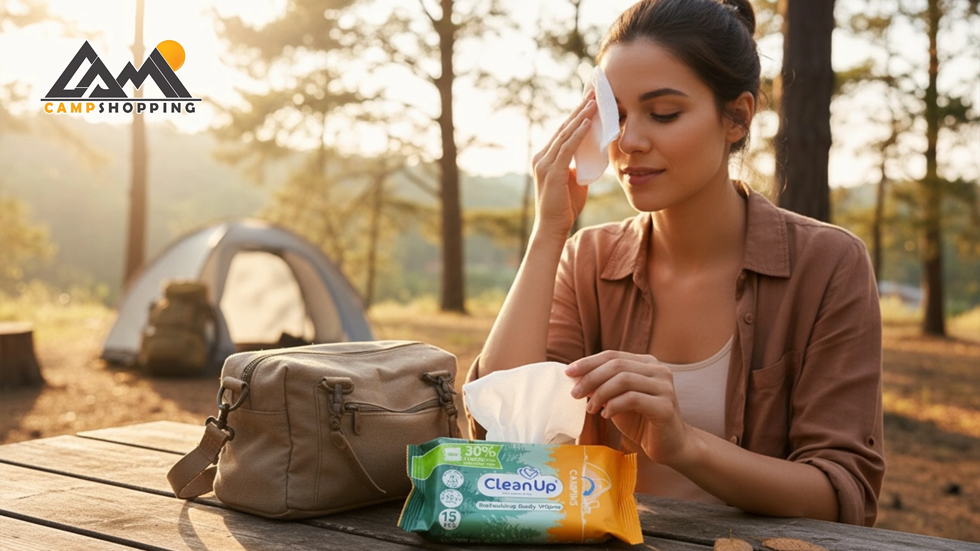 دستمال مرطوب بدن کلین آپ مدل کمپینگ - 15 عددی