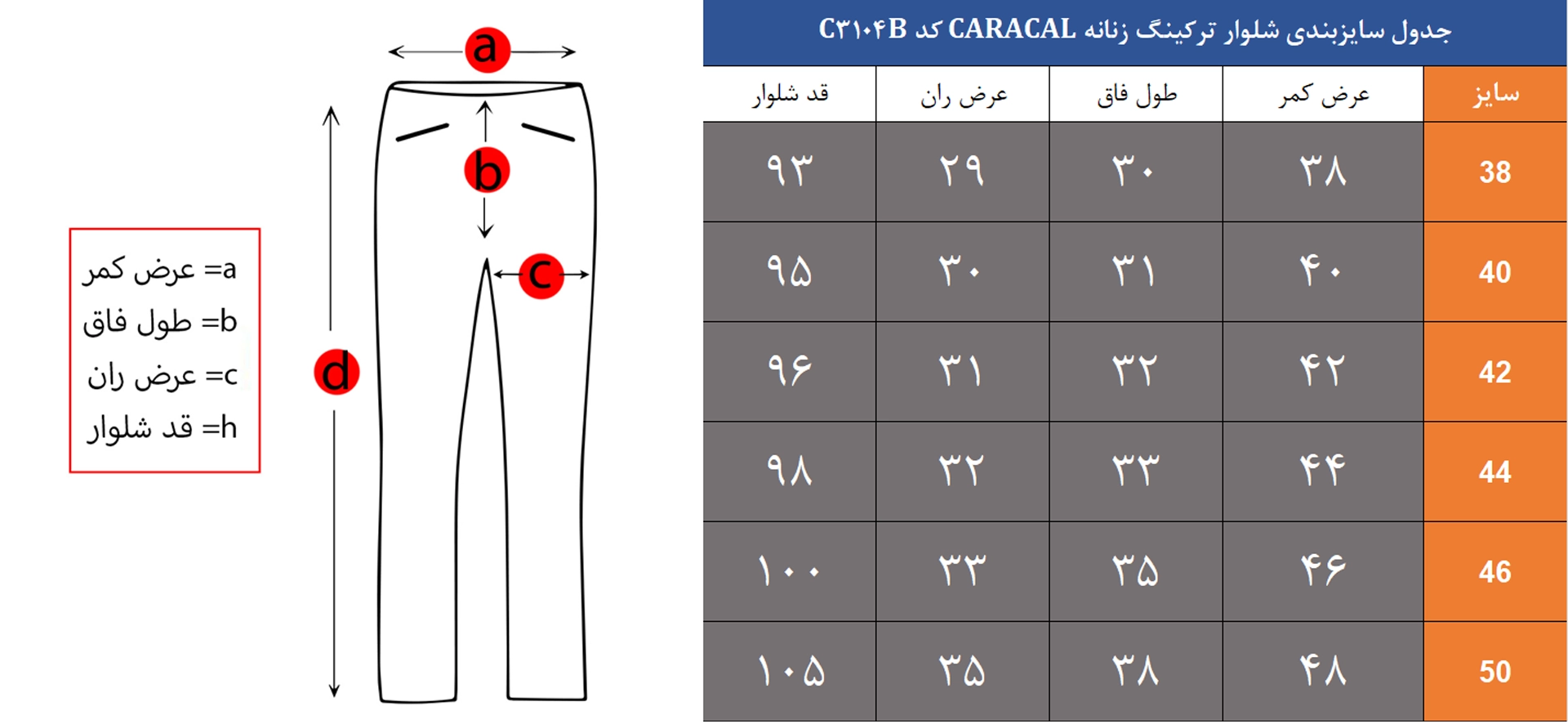 شلوار ترکینگ زنانه کاراکال کد C3104B