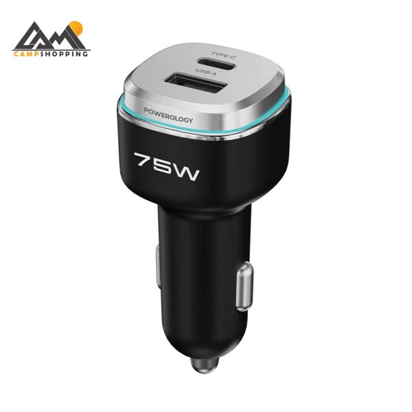 شارژر فندکی 75 وات پاورولوجی مدل DUAL PORT کد PCCSR024BKOGC